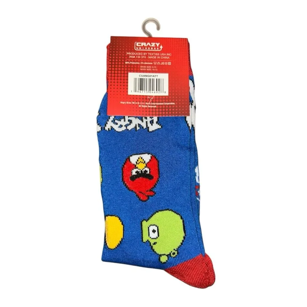 3x Angry Birds Novelty Fun Crew Socks Size 6-13